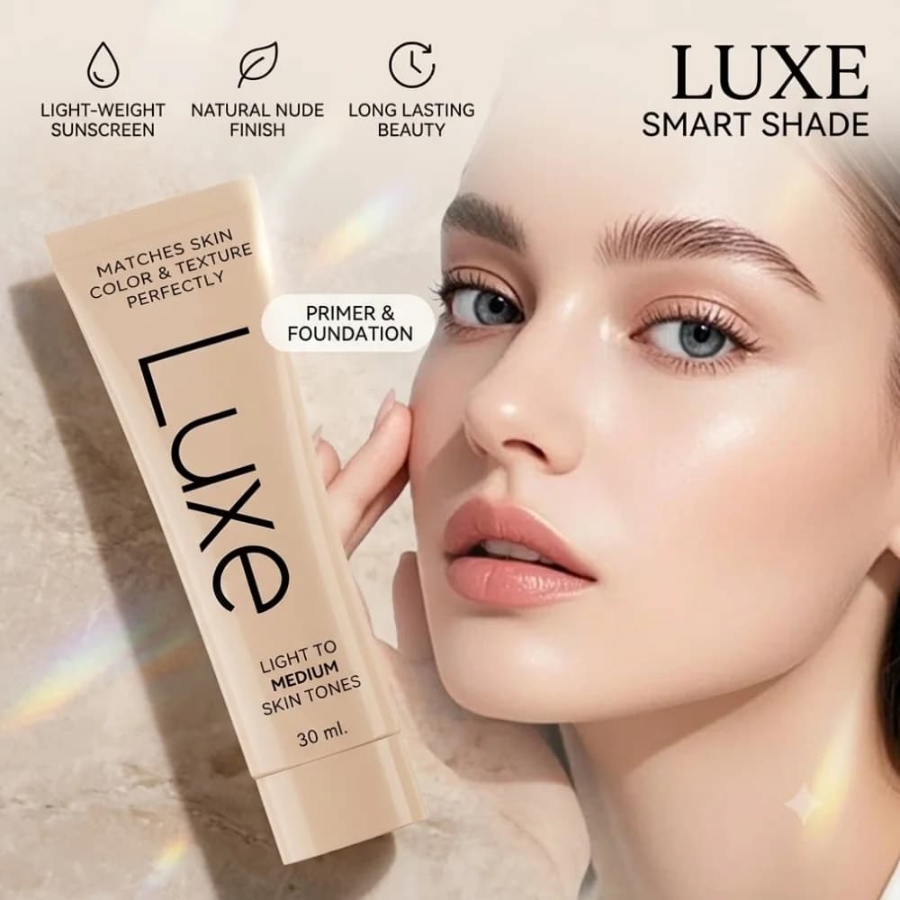 LUXE Smart Shade Adapting Liquid Foundation Face Primer Light-Weight Sunscreen Makeup Natural Nude Finish Long Lasting Beauty