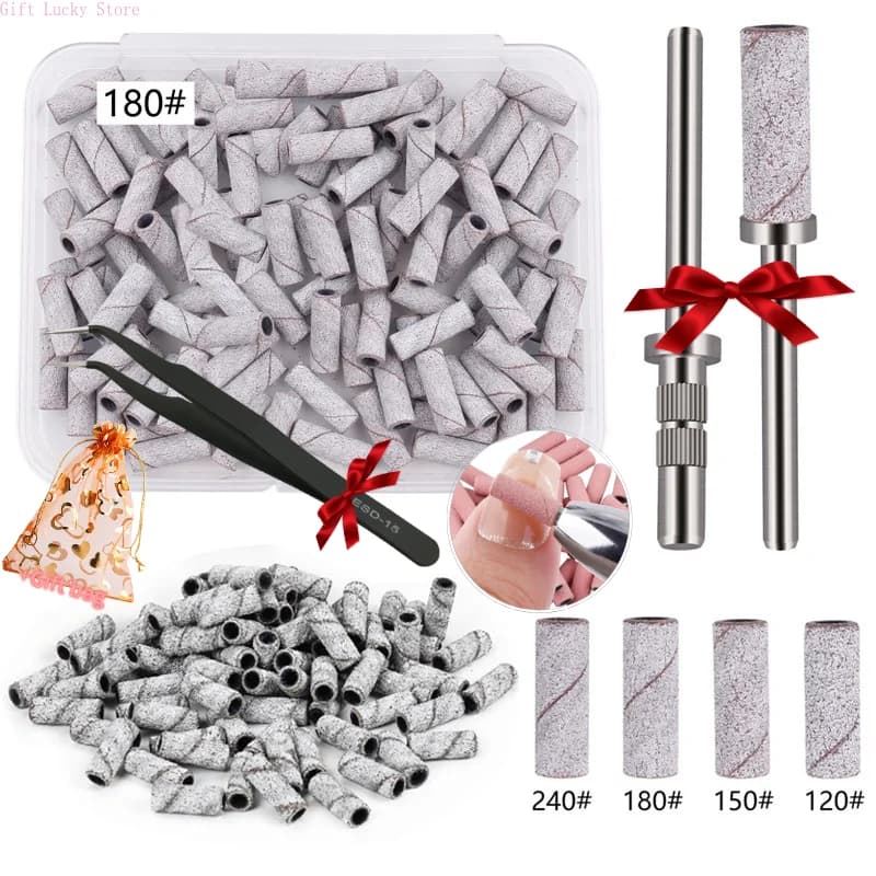 50/100Pcs 3mm Nail Sanding Bands-120/150/180/240 Grit Mini Nail Drill Bit Electric Nail File Accessory Polishing Manicure Tool