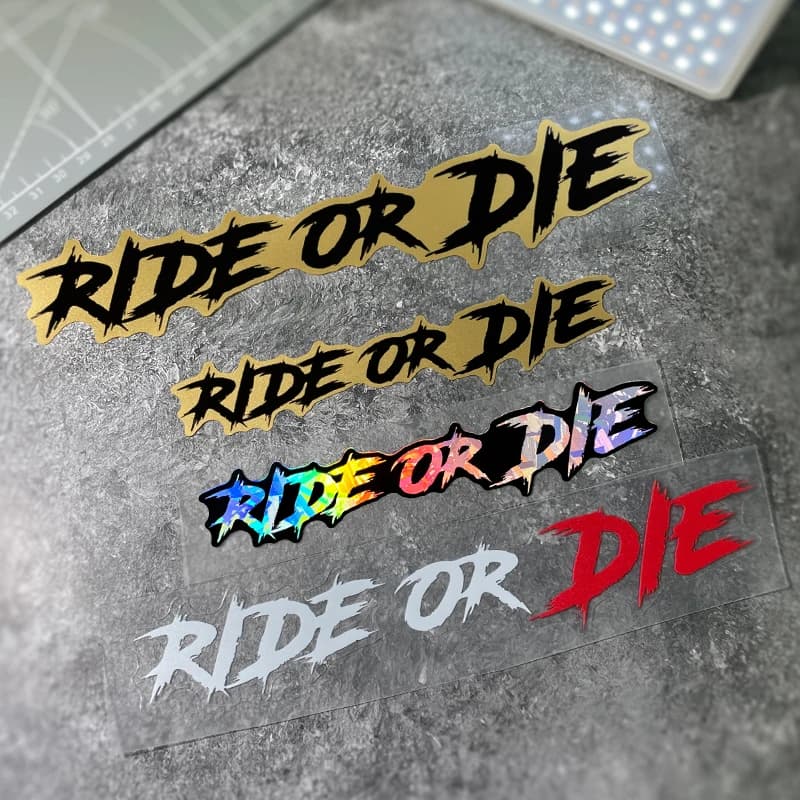2 pieces RIDE OR DIE waterproof motorcycle stickers for motorcycle helmet fuel tank window for auto decals universal vinyl for bicycle DIY
