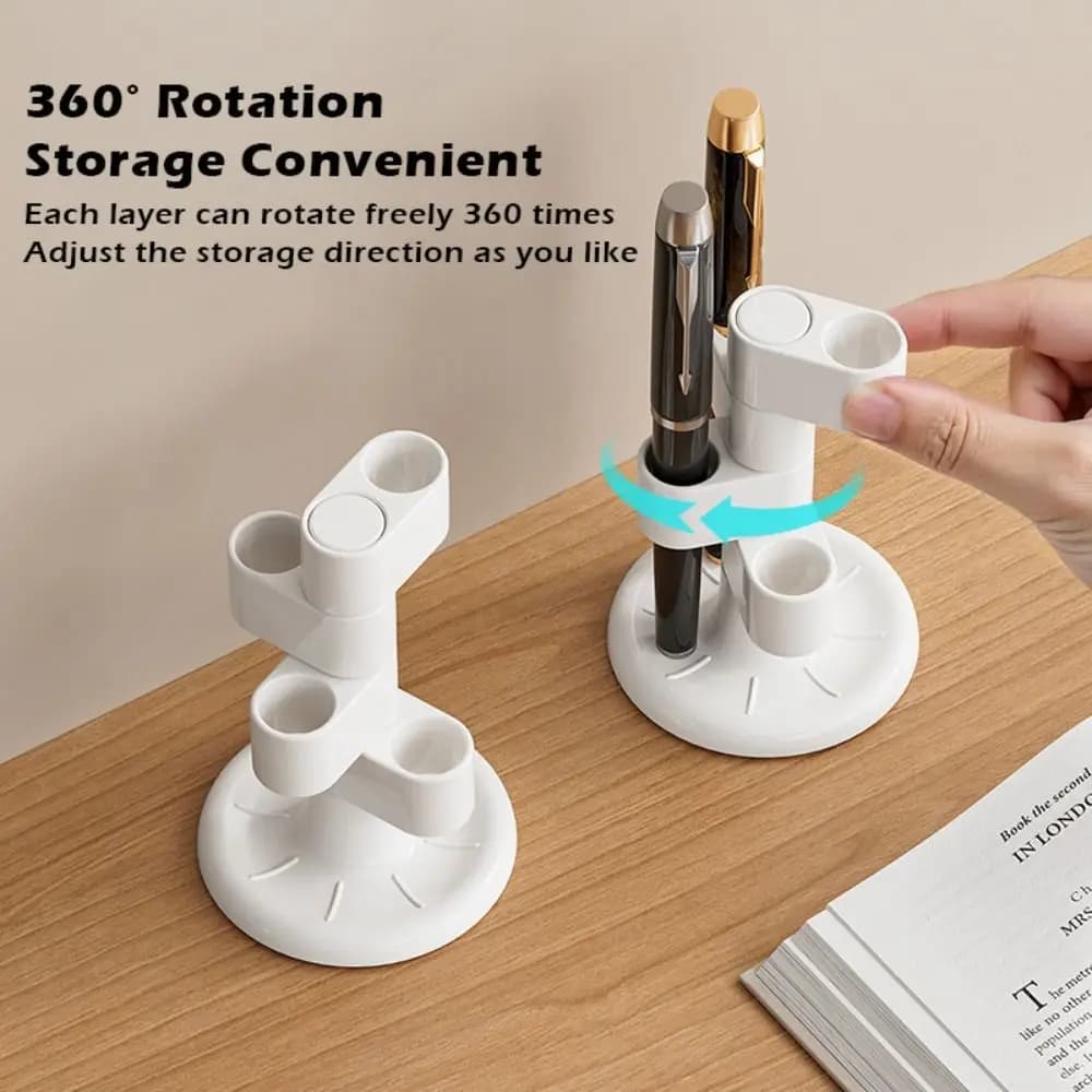 Semplice portapenne in ABS, girevole a 4 slot, portapenne da tavolo per uso domestico, porta spazzolino, scuola, ufficio, casa