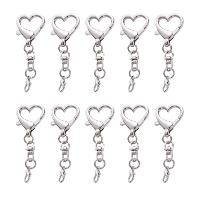 10pcs New Heart Hollow portachiavi portachiavi accessori fai da te chiusura a moschettone per le donne borsa per auto chiave appesa
