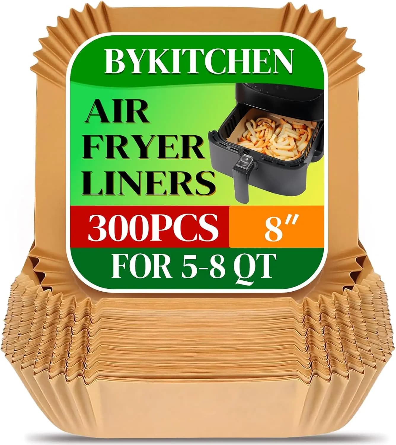 300 Paper Sheets Air Fryer Disposable, Paper Sheets 8 Dusts for 5-8 Liters Models, Accessories for Basket Easy to Clean