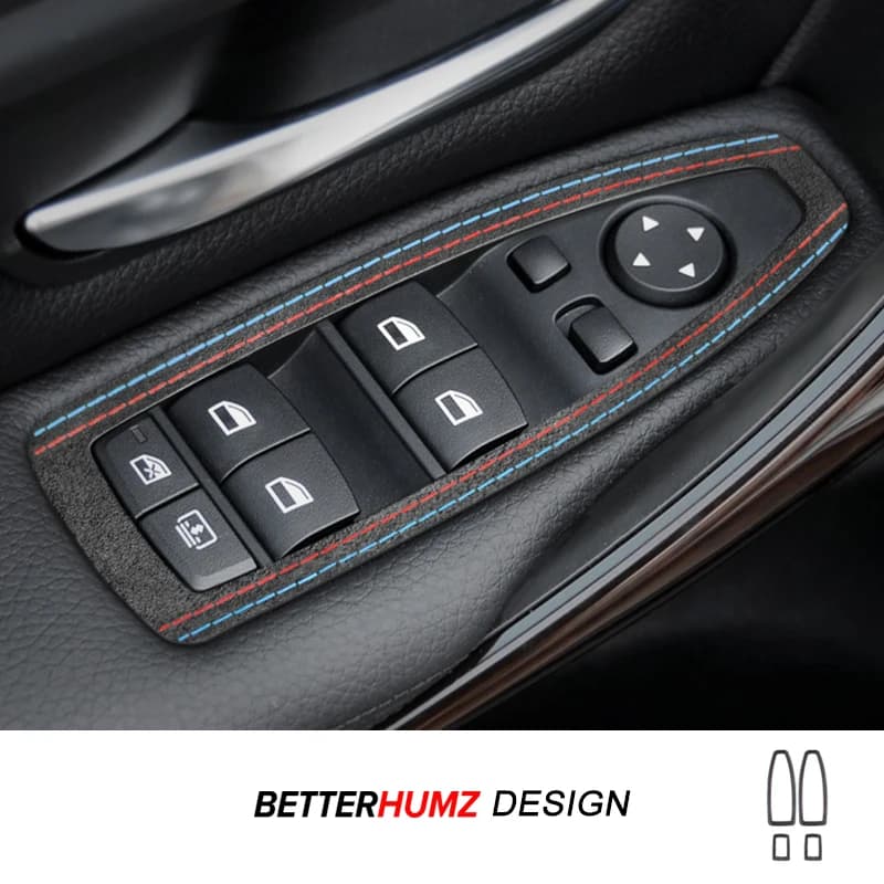 Per BMW F20 F30 F30 F34 Serie 1 3 4 GT X1 F48 Fatto di Alcantara Finestra Sollevatore Pannello Trim Adesivo Interni Auto Tuning Accessori