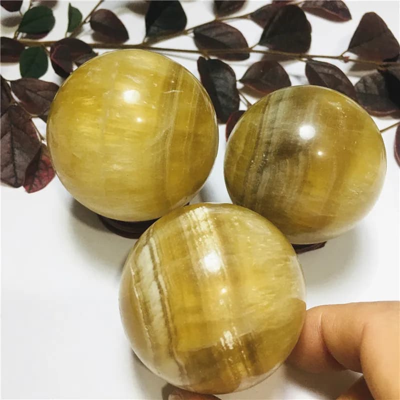 Sfere di fluorite gialla di cristallo naturale da 5-6 cm per la decorazione domestica