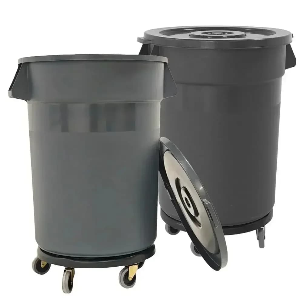Dual 32-Gallon Wheeled Trash Cans with Lids for Outdoor Use in Hospitals, Garages, and Yards