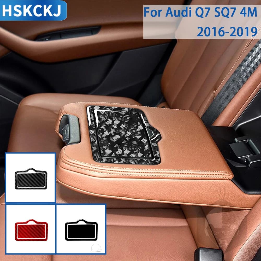 Per Audi Q7 SQ7 4M 2016 2017 2018 2019 Accessori Auto Interni In Fibra di Carbonio Posteriore Portabicchieri Pannello di Rivestimento Adesivo Modifica
