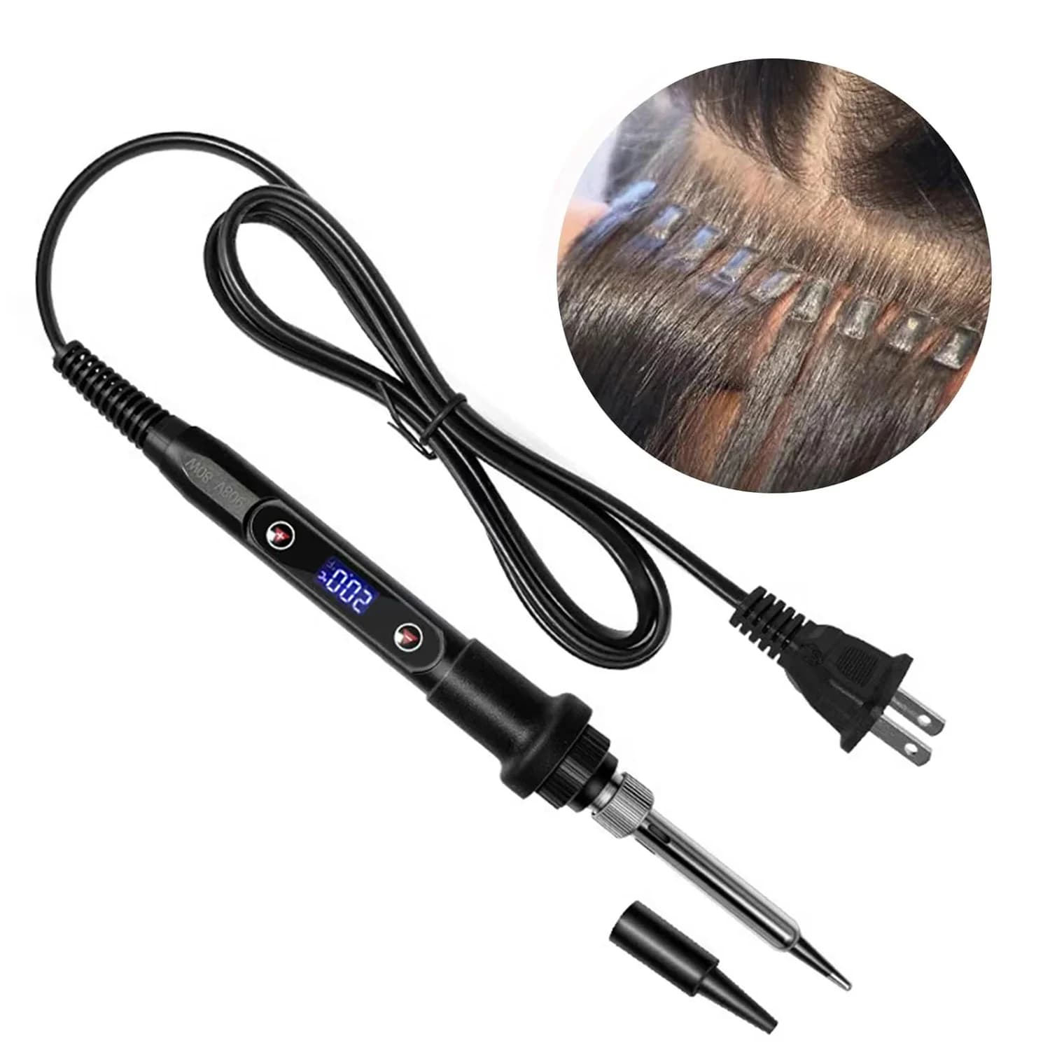 Strumento e macchina per legare i capelli con punta alla cheratina Ferro digitale per estensioni Kit professionale per uso in salone Prodotti per fili