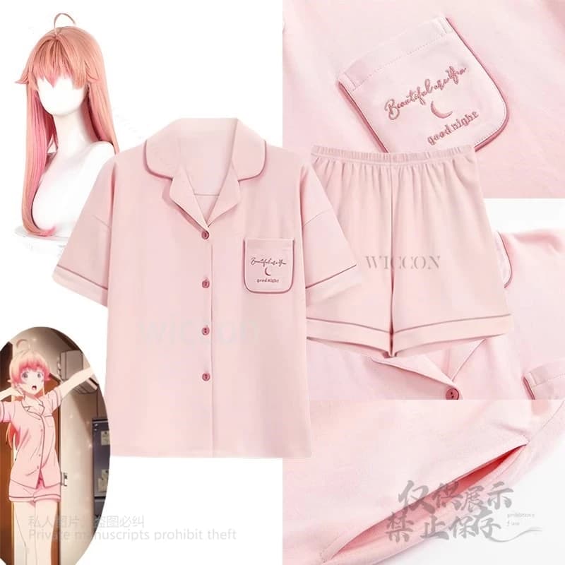 Anime WITCH WATCH Nico Wakatsuki Cosplay Costume Cotton Home Pijama Wig Woman Halloween Carnival Cosplay Set Full Cosplay Nico