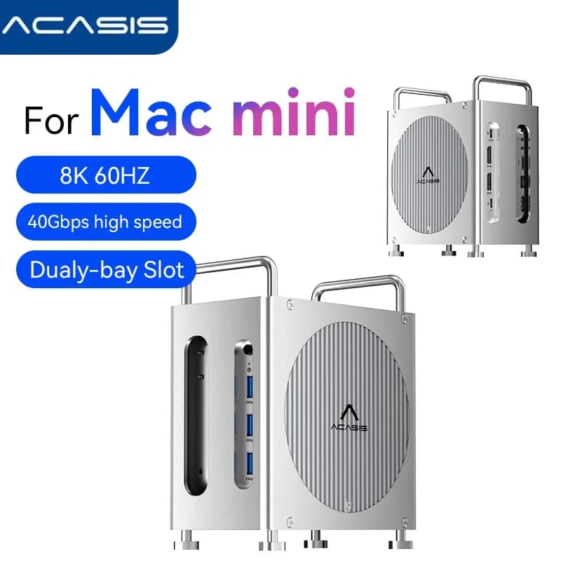 Docking station Acasis USB-C 40Gbps e slot NVME M.2 dual-bay 16TB DP 144HZ TF/SD 4.0 PD 30W 8 in 1 per Mac Mini M4/Pro
