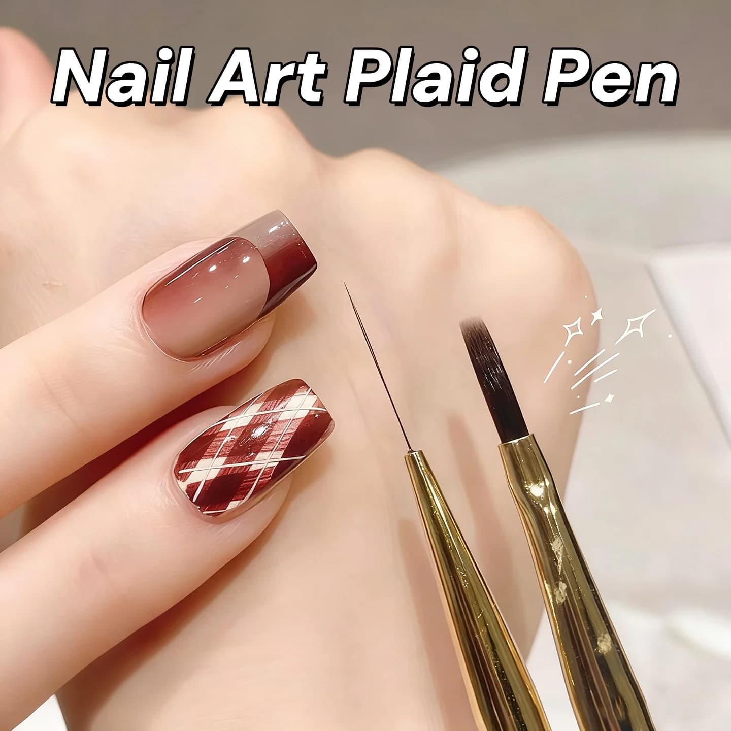1/2 pezzi di pennelli per nail art scozzesi set penna da disegno a scacchi morbida e flessibile per gel UV strumenti di pittura a linea delicata multifunzionali fai da te