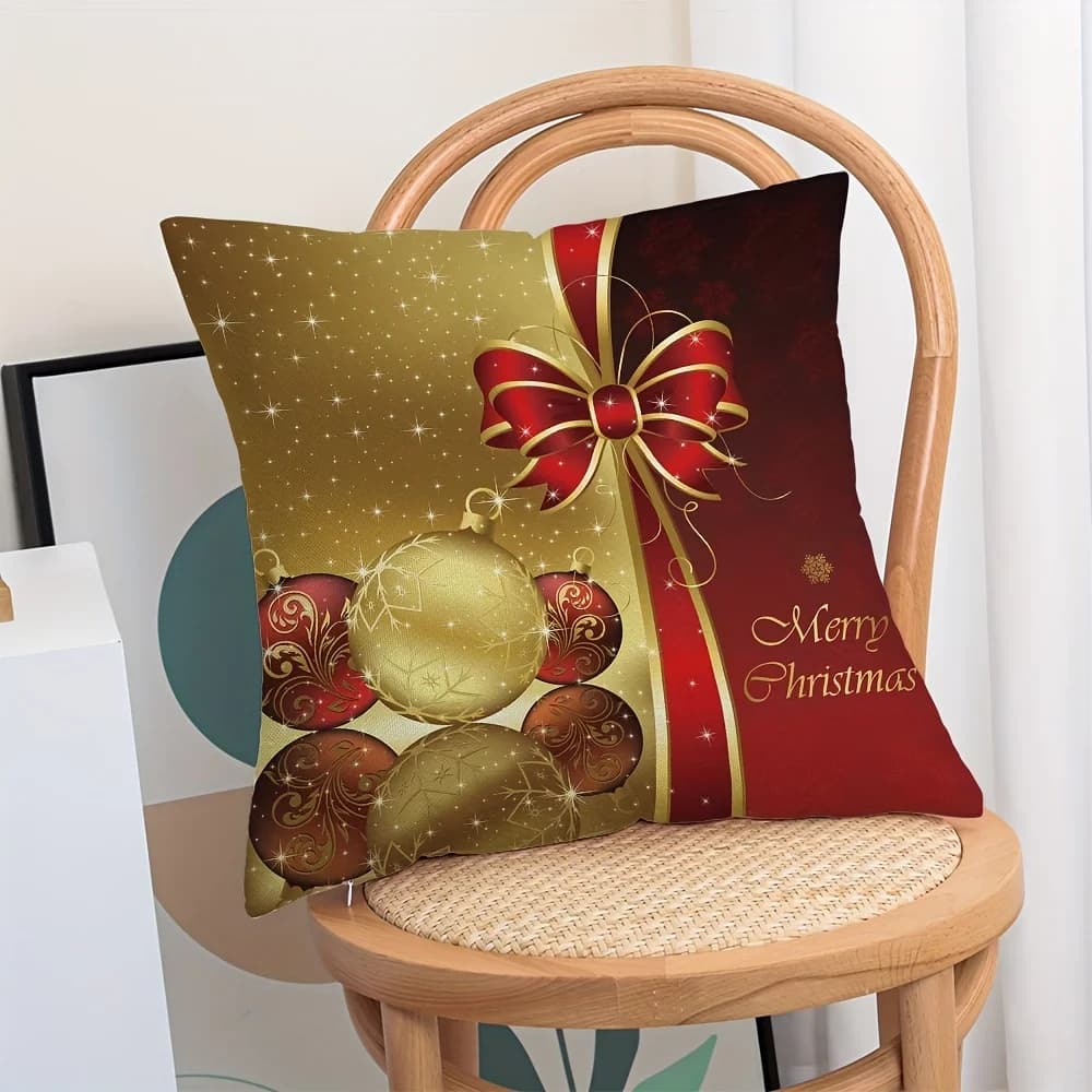 Golden Christmas Bell Santa Socks stampa Zipper fodera per cuscino federa 100% poliestere Room Decor Party decorazioni di Halloween