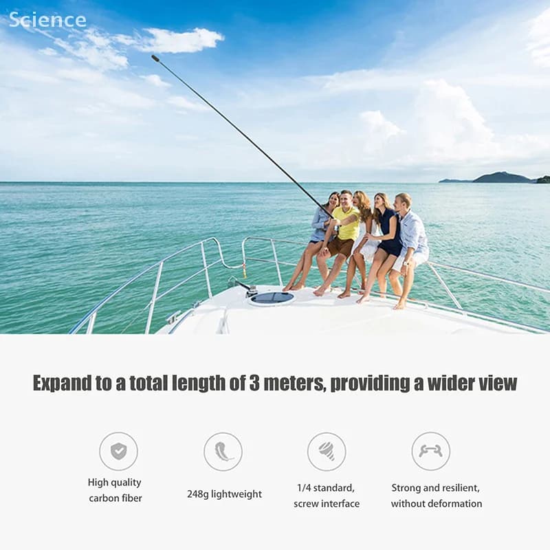 3 metri Insta360 X5 X4 X Telecamera panoramica Action Camera Fibra di carbonio Invisibile Selfie Stick Bullet Time Maniglia rotante Treppiede