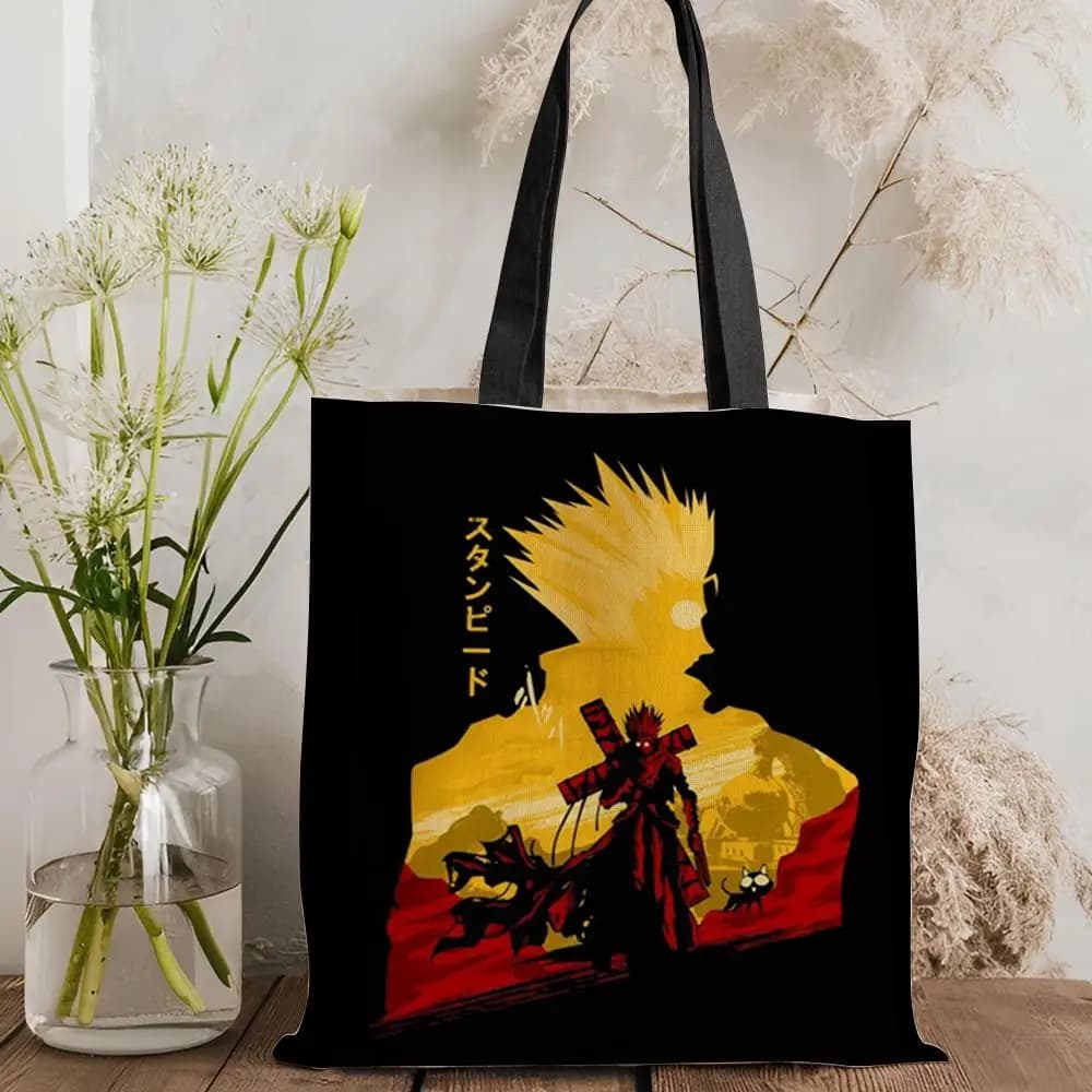 Cool Anime T-Trigun Storage Bags Canvas Double-Sided Print Tote Bag Large Capacity Shoulder Fashion Shopping Handbag