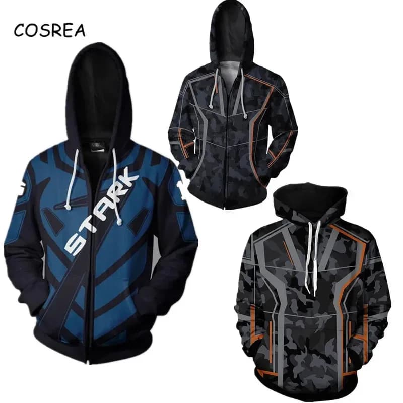New 2025 Endgame Cosplay Tony Stark Sweatshirt Jumpsuit Thanos Loki Cropped Thor Zip Hoodie con ★ ♥ per