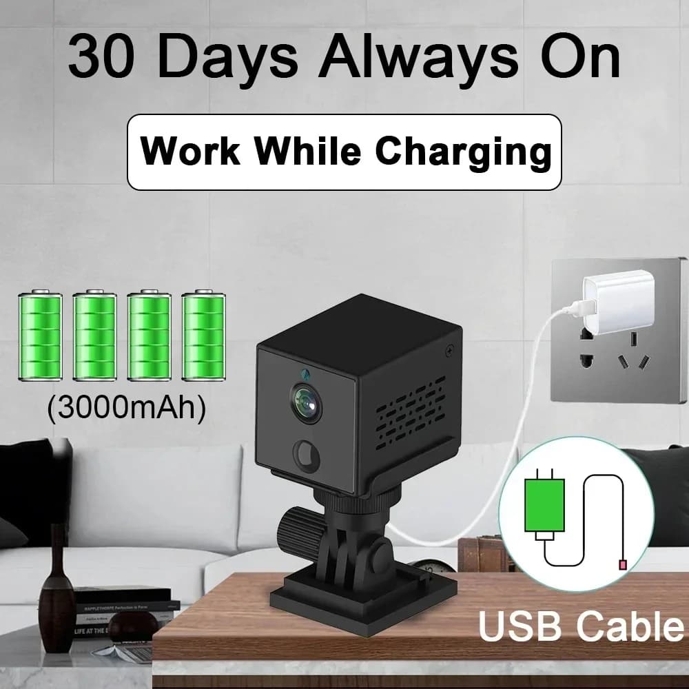 Mini telecamera 3MP 4G SIM Card Rilevazione umana Telecamera WiFi Batteria incorporata da 3000 mAh Videocamera di sorveglianza di sicurezza Videoregistratore