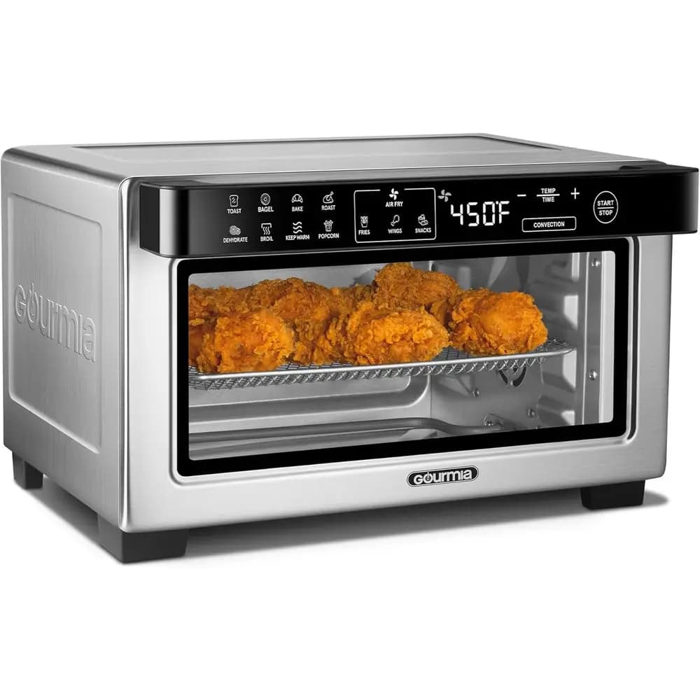 Digital Toaster Oven with Air Frying Function, 4 Fees Capacity, 3 Seats, 12 Preset Programs, 9 Pizza Programs, Stainless Steel
