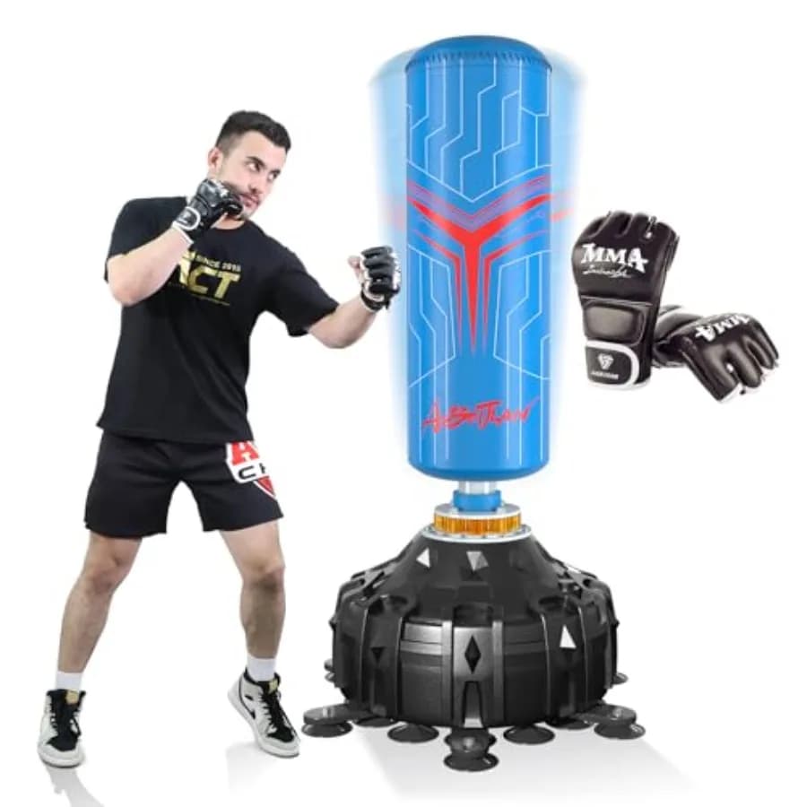 Boxing bag Self-supporting with Boxing Gloves and Suction Cup for Adults and Teenagers, Kickboxing bag from Earth to Home, Office, Gym