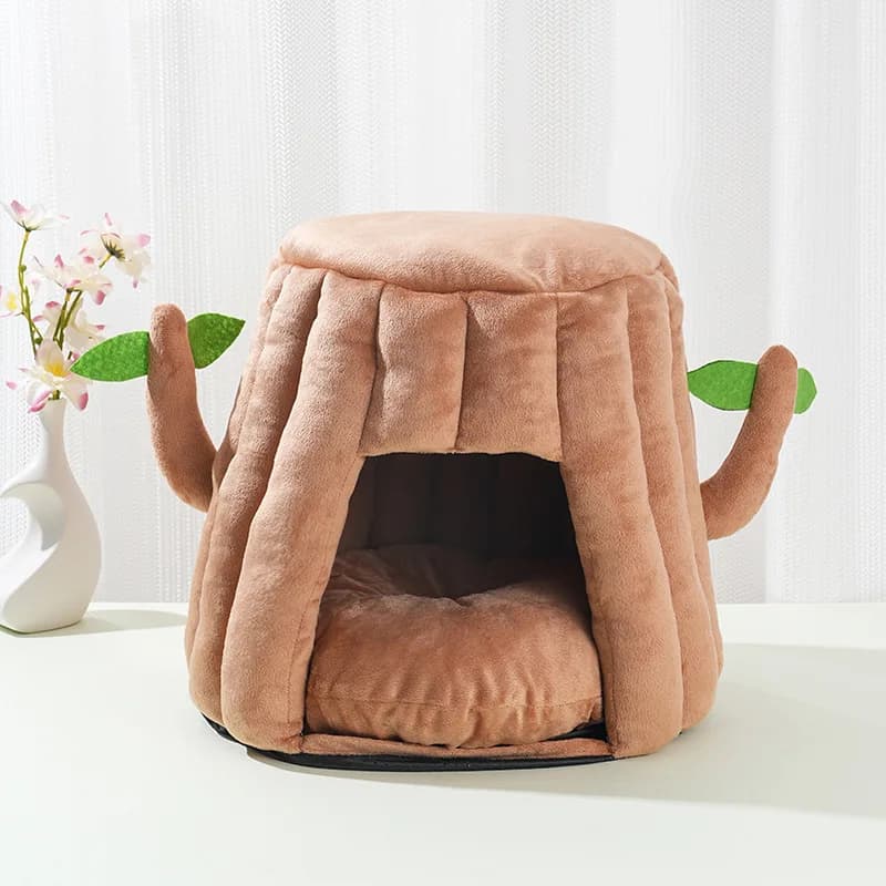 Pet cat bed for autumn and winter, thickened and warm, tree stump design, suitable for Ragdoll and British Shorthair cats