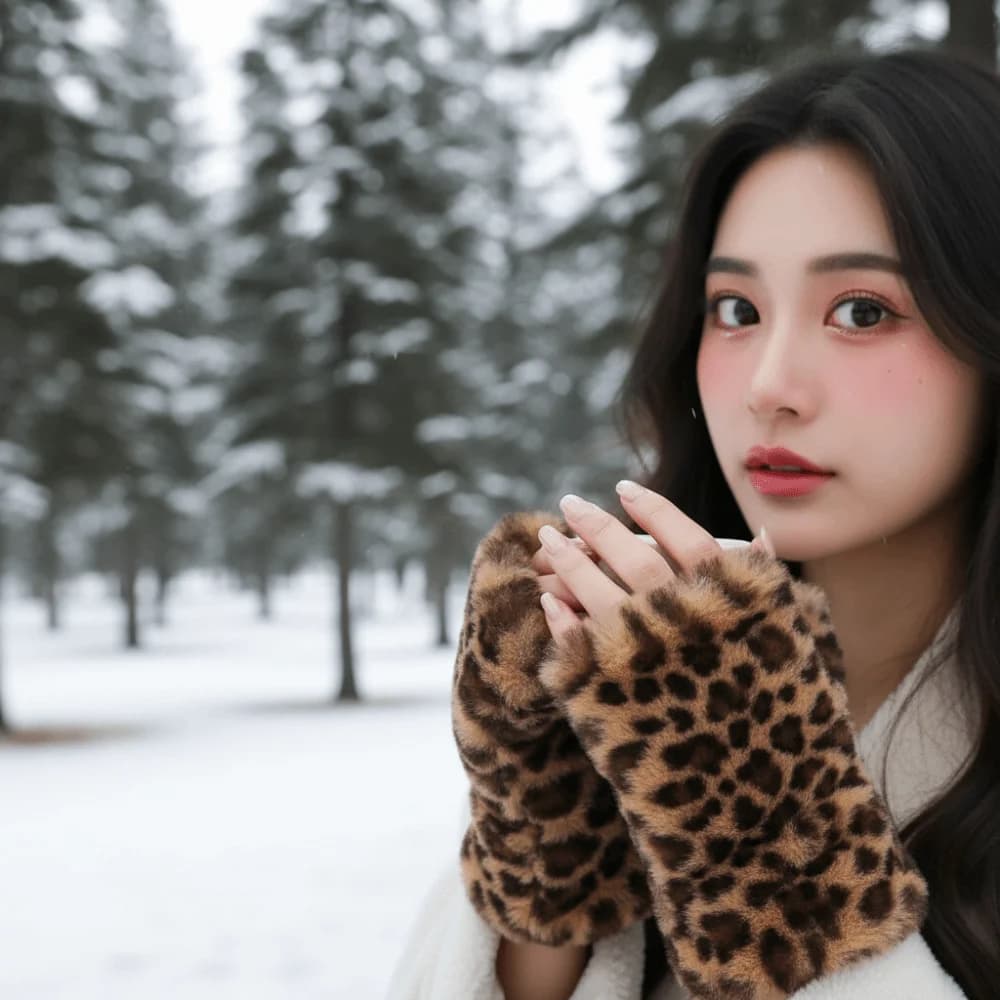 Thickened Fingerless Furry Gloves Fleece Lined Skin Friendly Faux Fur Handwarmer Warm Keeping Washable Plush Wrist Sleeve Ladies