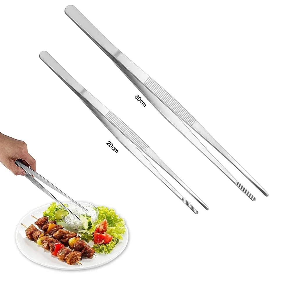 20 CENTIMETRI/30 CENTIMETRI di Casa Giardino Medico Cucina BBQ Strumento Lungo Barbecue Cibo Pinze In Acciaio Inox Dritto Pinzette dentate pinzette