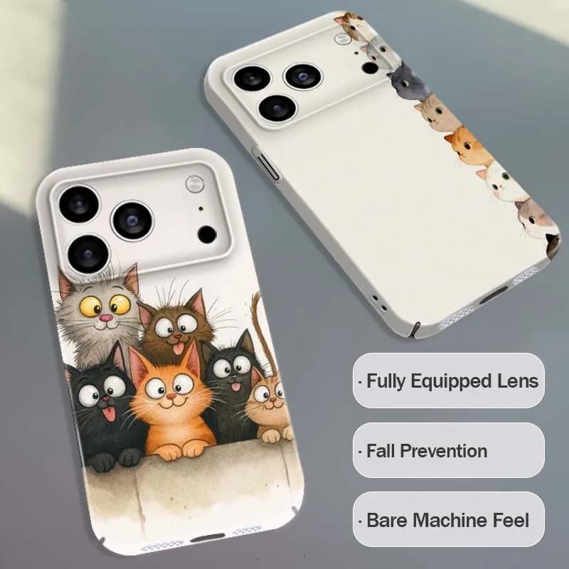 Custodia Protettiva Feilin con Motivo Gatto Carino per Apple iPhone 17 16 16E 15 14 13 12 11 Air Pro Max Plus