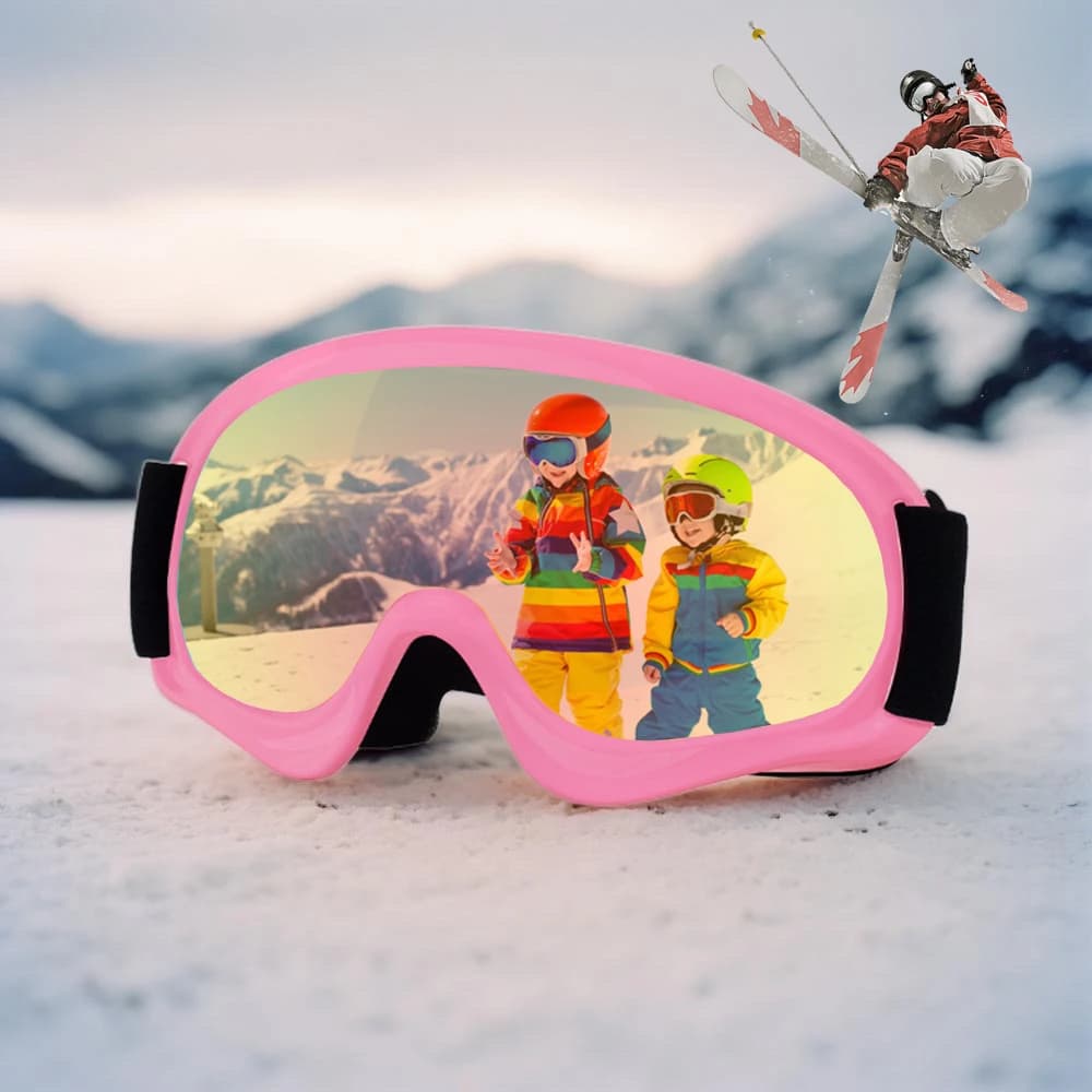 BOLLFO Occhiali da neve per bambini per età 4-14 Protezione UV400 Antigraffio Antivento Telaio in TPU Occhiali da sci per bambini Antiparras