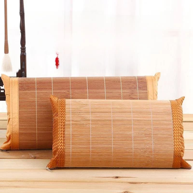 Women's Hair-Free Cooling Pillow Bamboo Silk Hard Neck Support Adult Ice Silk Pillow Non-Twisting Summer Cooling Pillow