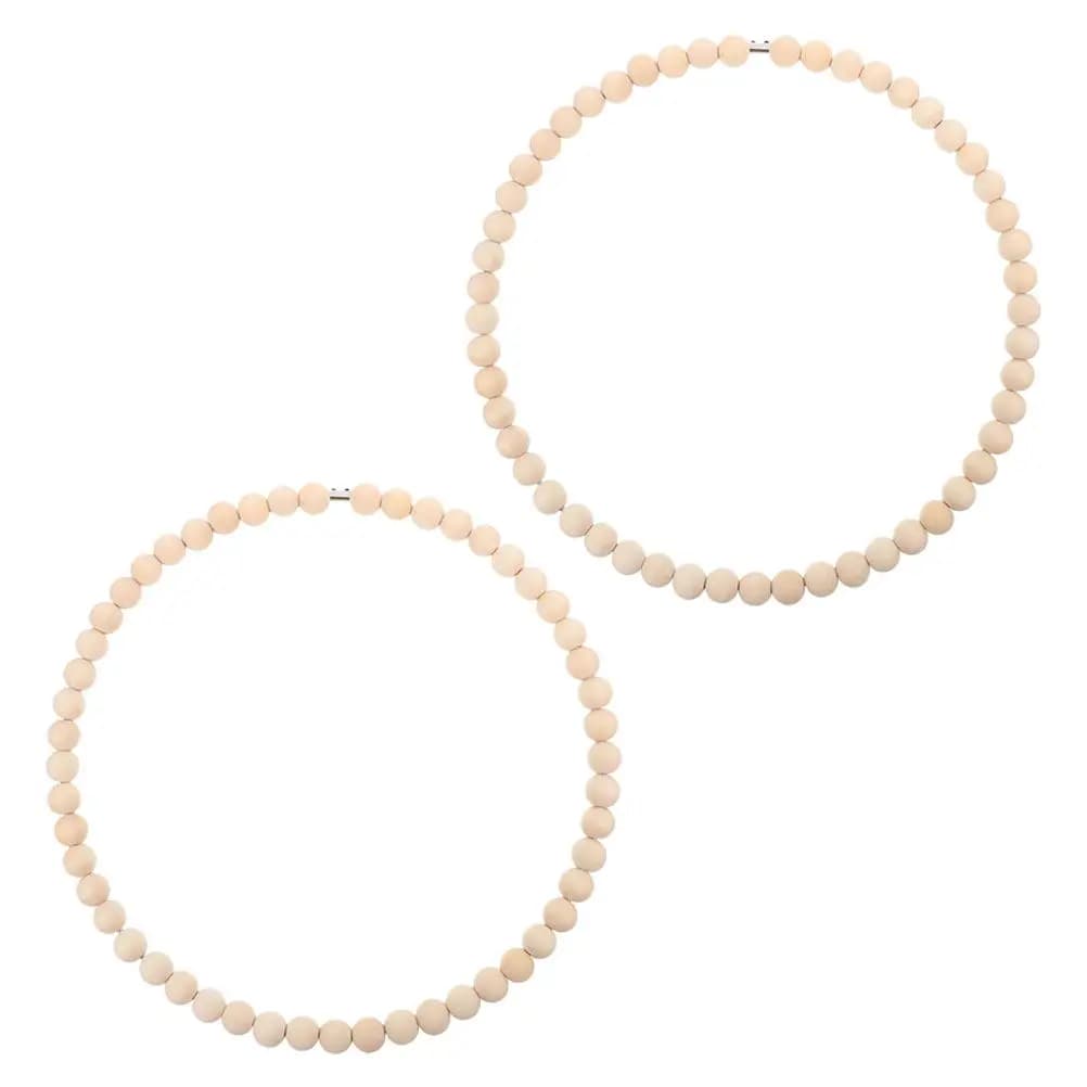 2Pcs Natural Wood Bead Wreath Stainless Steel Dream Catcher Hoop 30Cm DIY Craft Base for Boho Wall Hanging Macrame Farmhouse