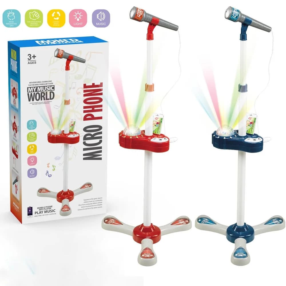 Microfono per bambini con supporto Karaoke Canzone Strumento musicale Giocattoli Giocattolo educativo per l'allenamento del cervello Regalo di compleanno per ragazza ragazzo