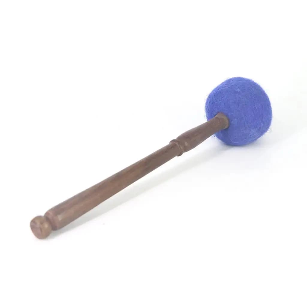 Wooden Singing Bowl Striker Dark Blue Mallet Wool Felt Craftsmanship for Meditation Sound Healing Gong Use