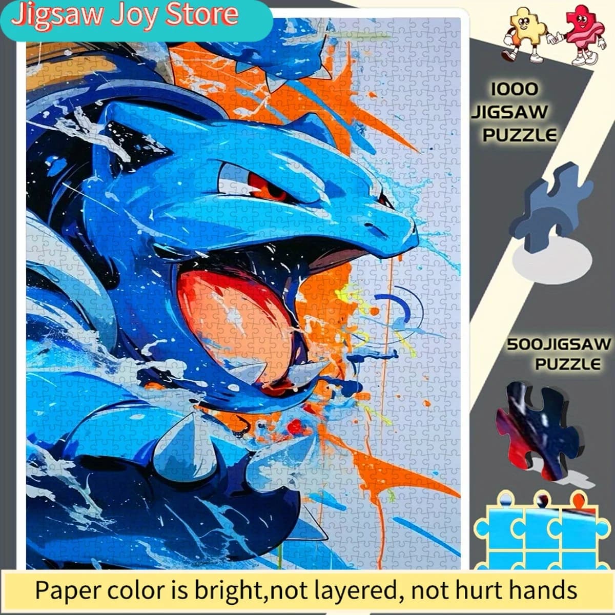 Puzzle artistico con drago furioso blu - Scelta fai-da-te senza cornice per gli appassionati, puzzle in carta - Puzzle interattivo - Puzzle squisito