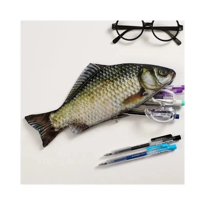 1pc regalo creativo e eccentrico borsa per penna a forma di pesce simulato borsa per cancelleria per carpa crociera simulata