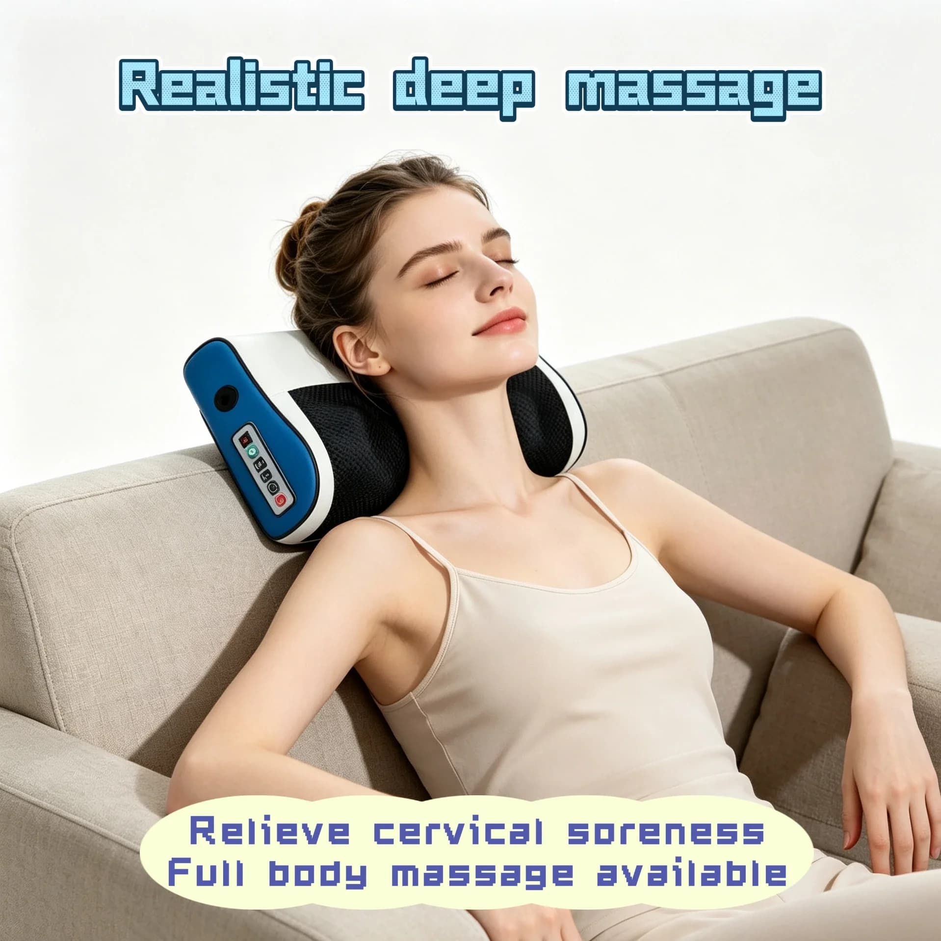 Massaggiatore Multifunzionale per Tutto il Corpo, Cuscino Massaggiante Intelligente con Impieghi Multipli, Regolabile per Collo, Spalle, Lombare e Schiena