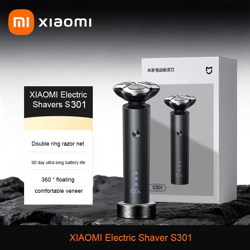 Electric Razor XIAOMI S301, Trimmer for Barba Men, Flexible Razor Portable IPX7 Washable, Original Ceramic Blade