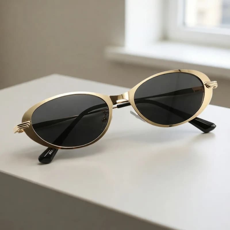 80s Vintage Designer Cat Eye Sunglasses Women Bright Metal Frames Y2K New Fashion Ladies Ins Influencer Female Shades UV400