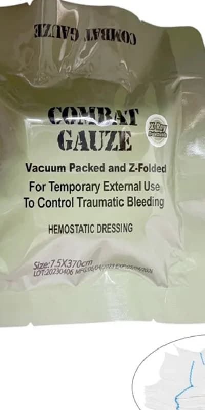 Garza di caolino Combattimento Emostatico Emergenza Trauma Z-Fold Solubile Per Ifak Tattico Militare Kit di Primo Soccorso Medicazione Medica della Ferita