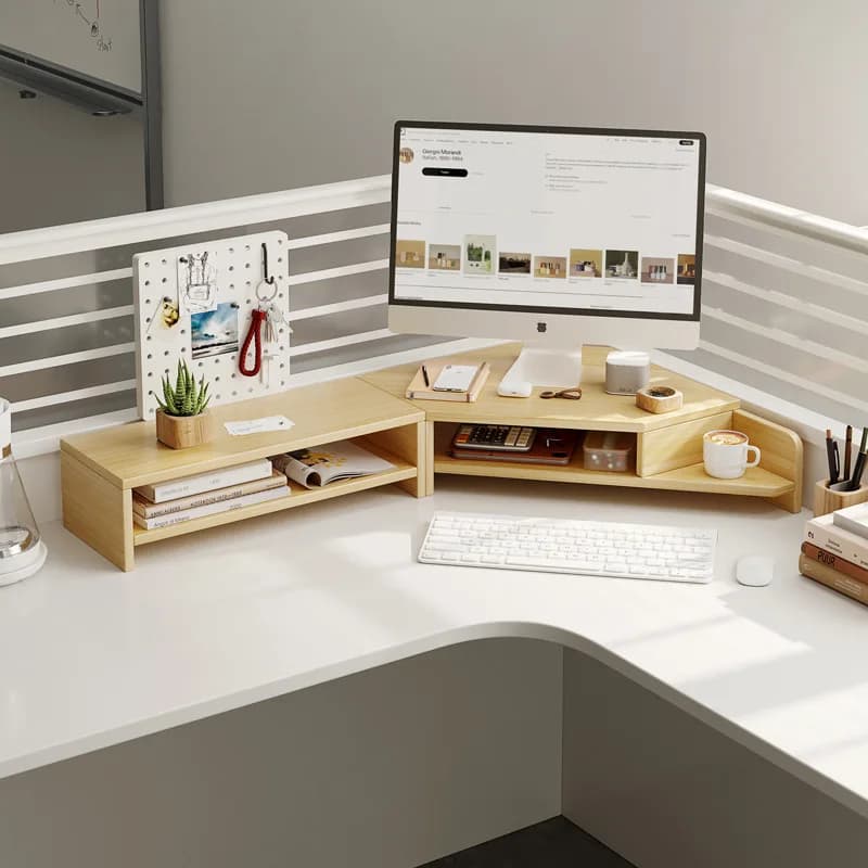 Computer Riser with Caddy Board Desktop Storage Shelf Monitor Stand Heightening Base Office Desk Organizer Rack