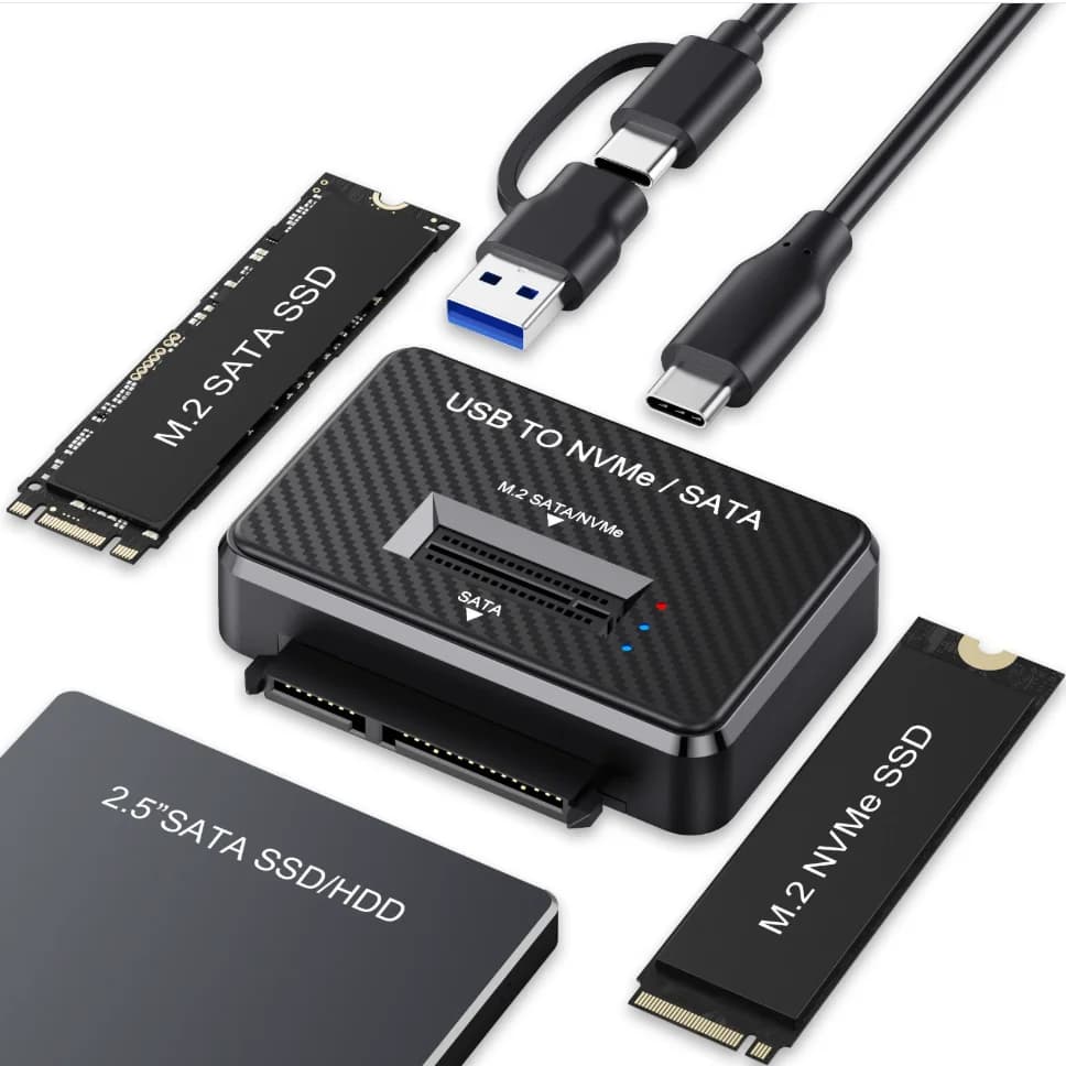Adattatore M2 SATA NVMe a USB 3.1 10Gbps a Connessione Diretta per SSD SATA da 2,5 Pollici, Compatibile con SSD M2 2230 2242 2280 22110, Base di Docking