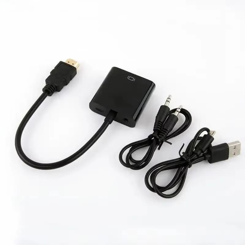 1-4sets HD 1080P HDMI To VGA Cable Converter With Power Supply HDMI Male To VGA Female Converter Adapter for Tablet Laptop PC TV