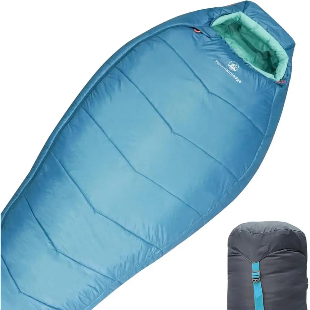 Borsa a tracolla blu a doppio strato 4 stagioni per adulti, ideale per backpacking, viaggi ed escursioni, con sacca di compressione gratuita