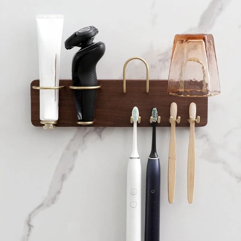 1pc electric toothbrush holder in solid wood bathroom accessories for bathroom installation drilling rig support