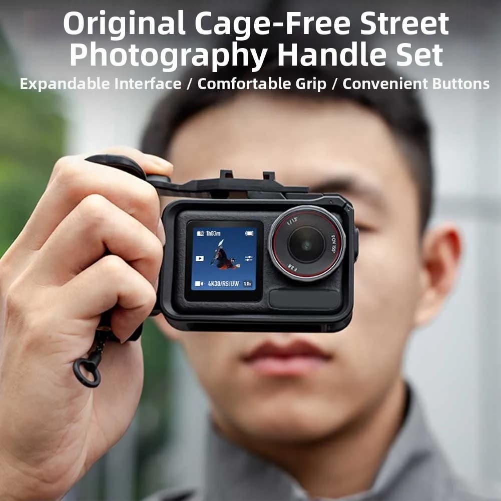 Camera Grip Holder For DJI Osmo-Action 6/5Pro Street Racket Sports Camera Shutter Handle Stand Camera Photography Accessories