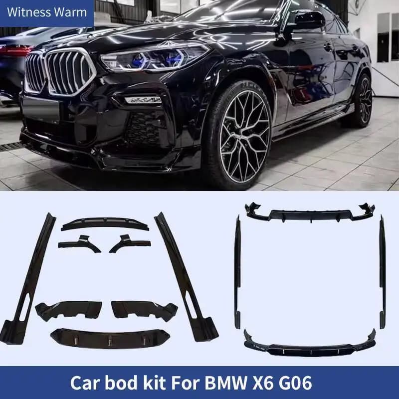 ABS Glossy Black Front bumper Lip spoiler Rear Diffuser Splitter Side Skirt For New BMW G06 X6 with m Package Car Bodykit