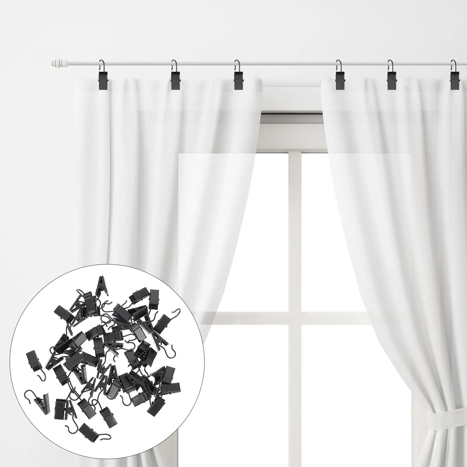 50 Pezzi Clip per Tende in Metallo, Morsetti Robusti per Appendere Tende, Luci a Corda, Accessori per Finestre e Bagno