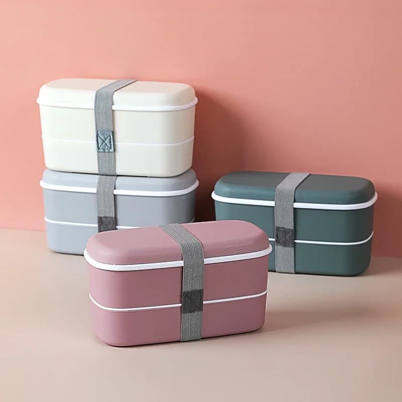 2025 Scatola per alimenti per bambini semplice Accessorio Pentole da cucina Contenitore per pranzo giapponese a strati Barra per perdite Bento portatile stile esterno