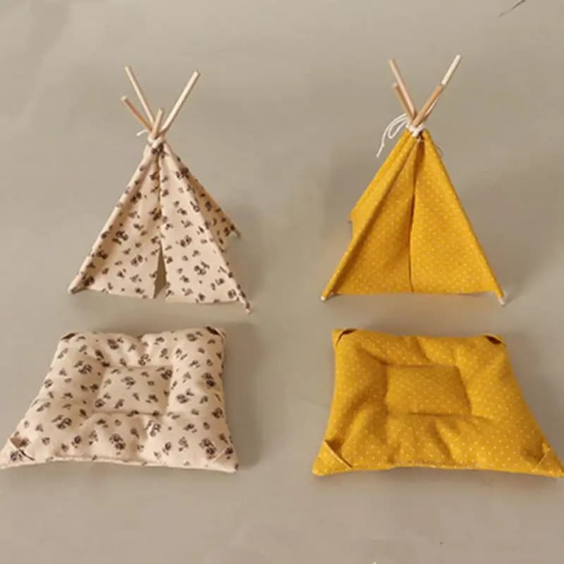 1 Set di Modelli di Tende da Campeggio in Miniatura Fatti a Mano con Motivo a Punti Floreali, Decorazione per Casa delle Bambole in Scala 1/12