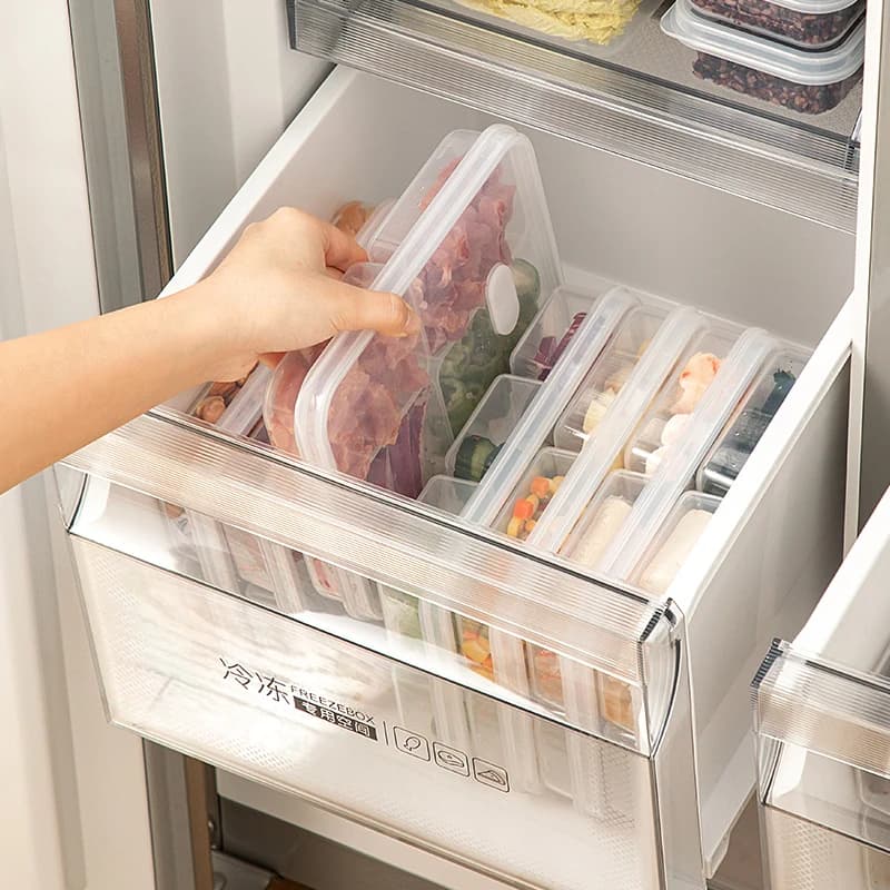 Vassoio per Verdure Diviso con Coperchio, Contenitore per Snack a 6 Scomparti, Contenitore in Plastica Trasparente per Conservare e Servire Frutta, Snack, Preparazione Pasti