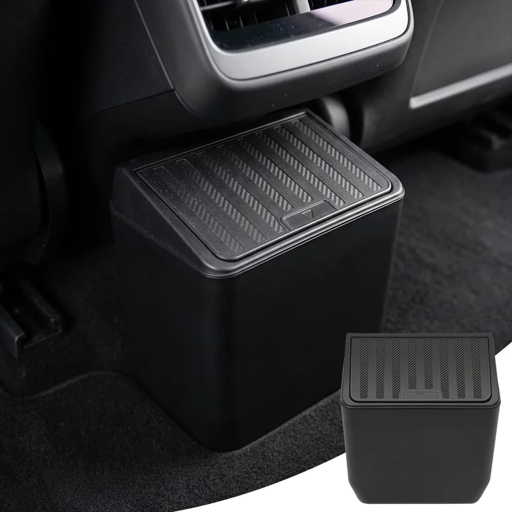 Car Rear Seat Storage Box Organizer Center Console Backseat Trash Bin Garbage Can Accessories For Tesla Model Y Juniper 2025