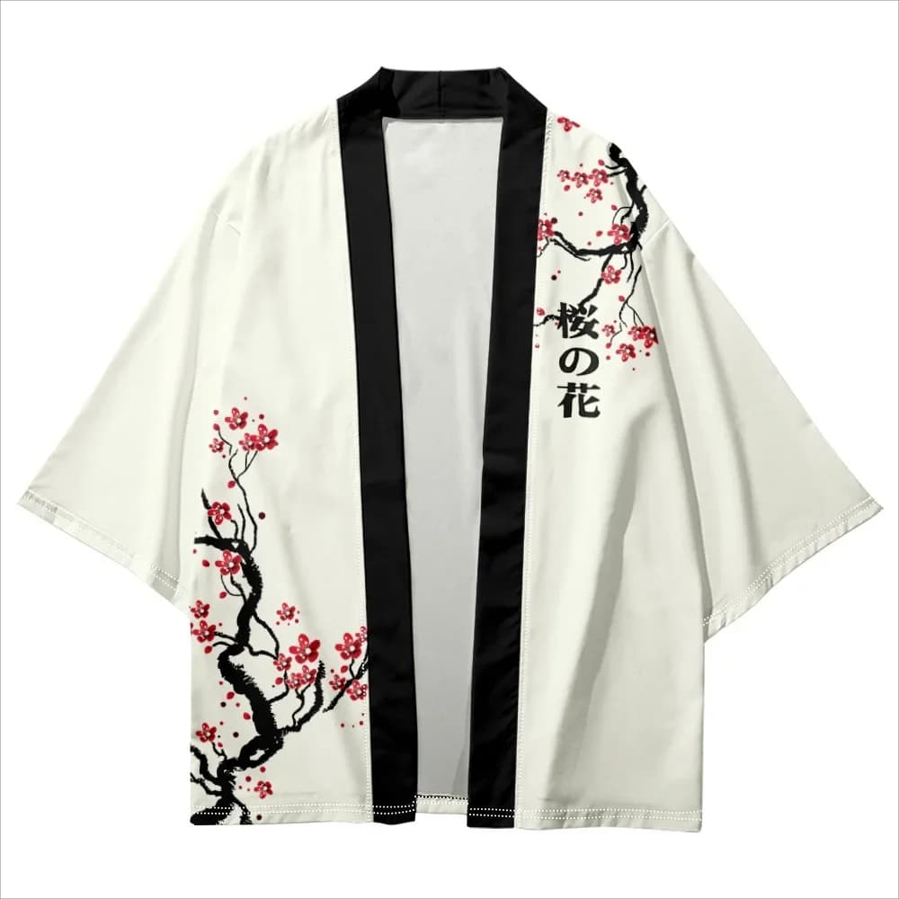 Abito cardigan tradizionale giapponese per uomo e donna Harajuku Kimono con stampa di fiori di ciliegio Cosplay Kimono Haori Yukata da spiaggia per donna