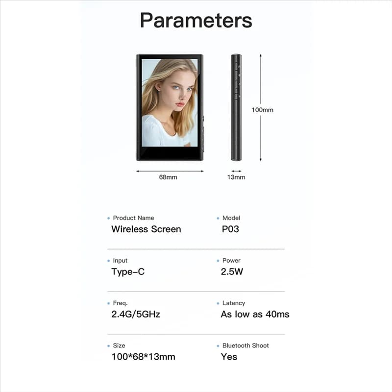 L62A Schermo per monitor selfie per telefono Supporto magnetico Bluetooth regolabile Connessione wireless Schermo per monitor selfie per fotocamera posteriore